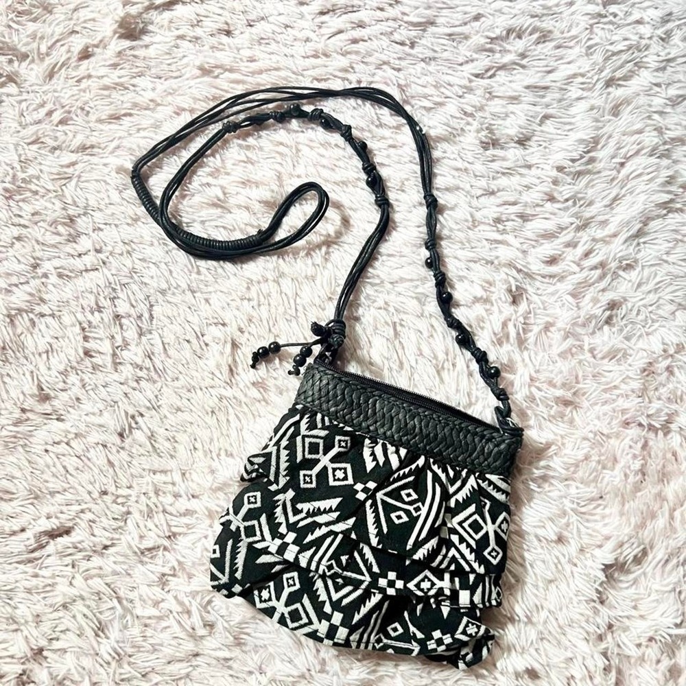 Aztec Tribal Boho Indie Ruffle Crossbody Purse  Womens S Granola Y2K Hipster
